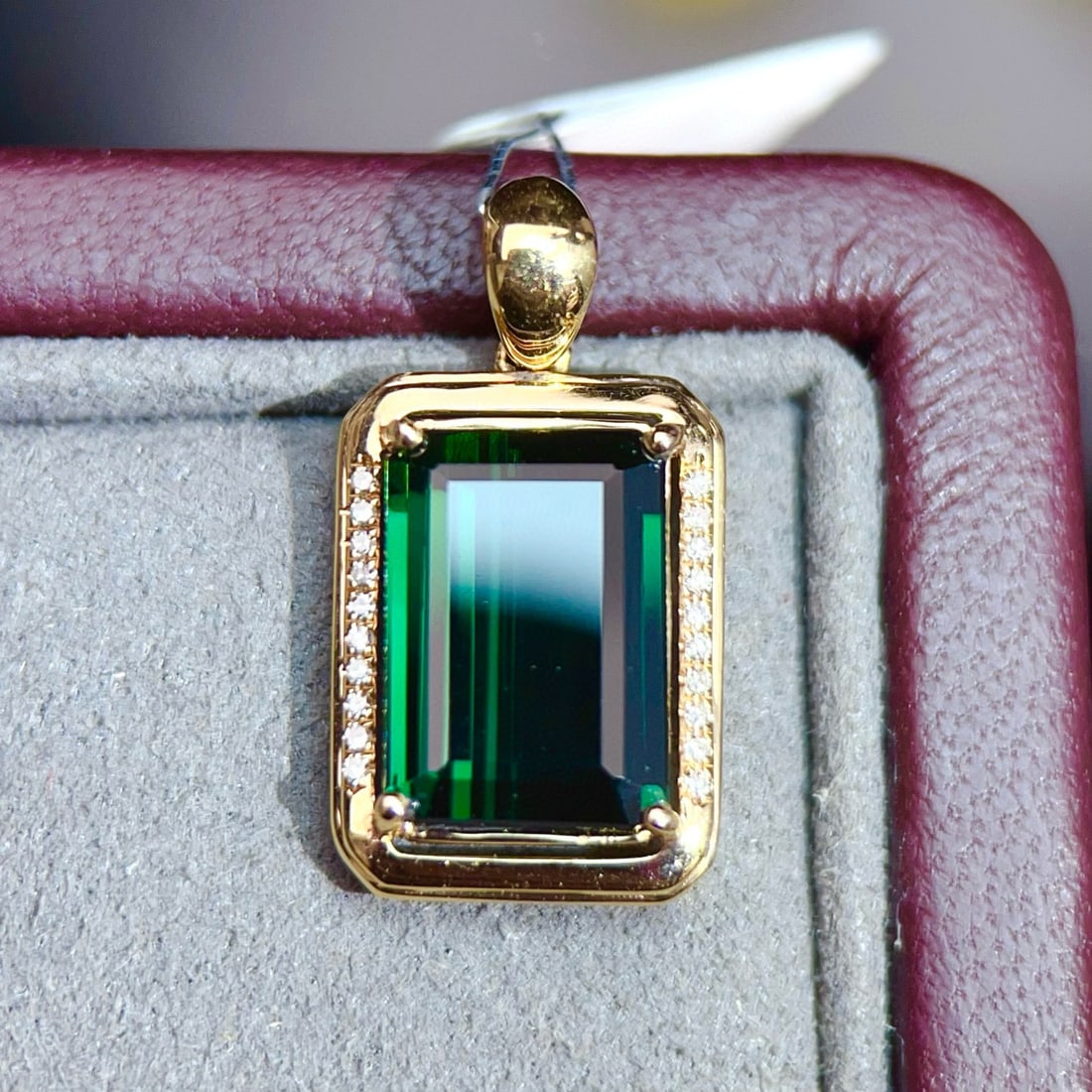 14k Gold 3.56 Ctw Natural Tourmaline & Diamond Pendant( Without Chain ) - 2
