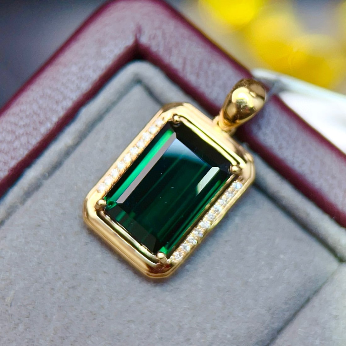 14k Gold 3.56 Ctw Natural Tourmaline & Diamond Pendant( Without Chain ) - 3