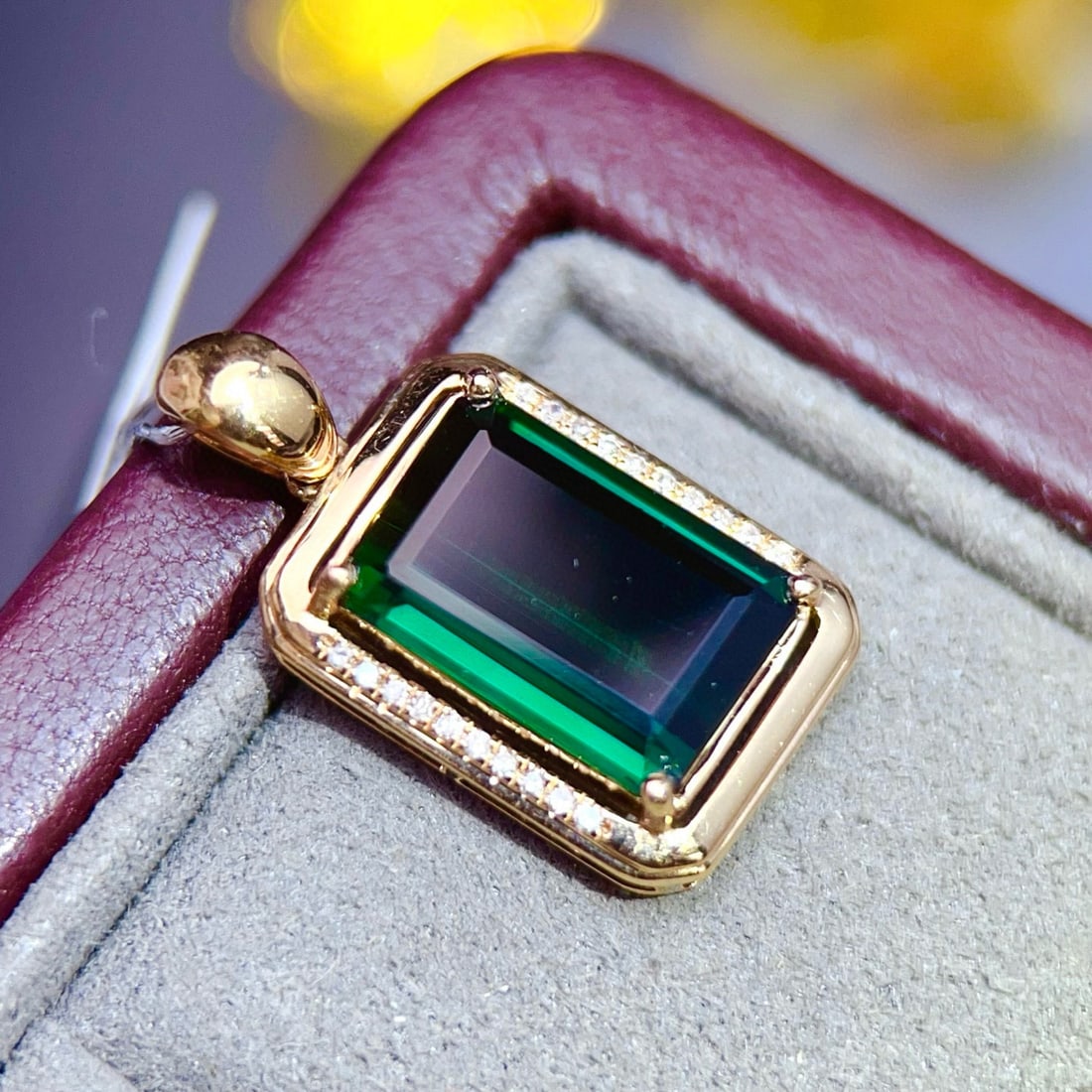 14k Gold 3.56 Ctw Natural Tourmaline & Diamond Pendant( Without Chain ) - 4