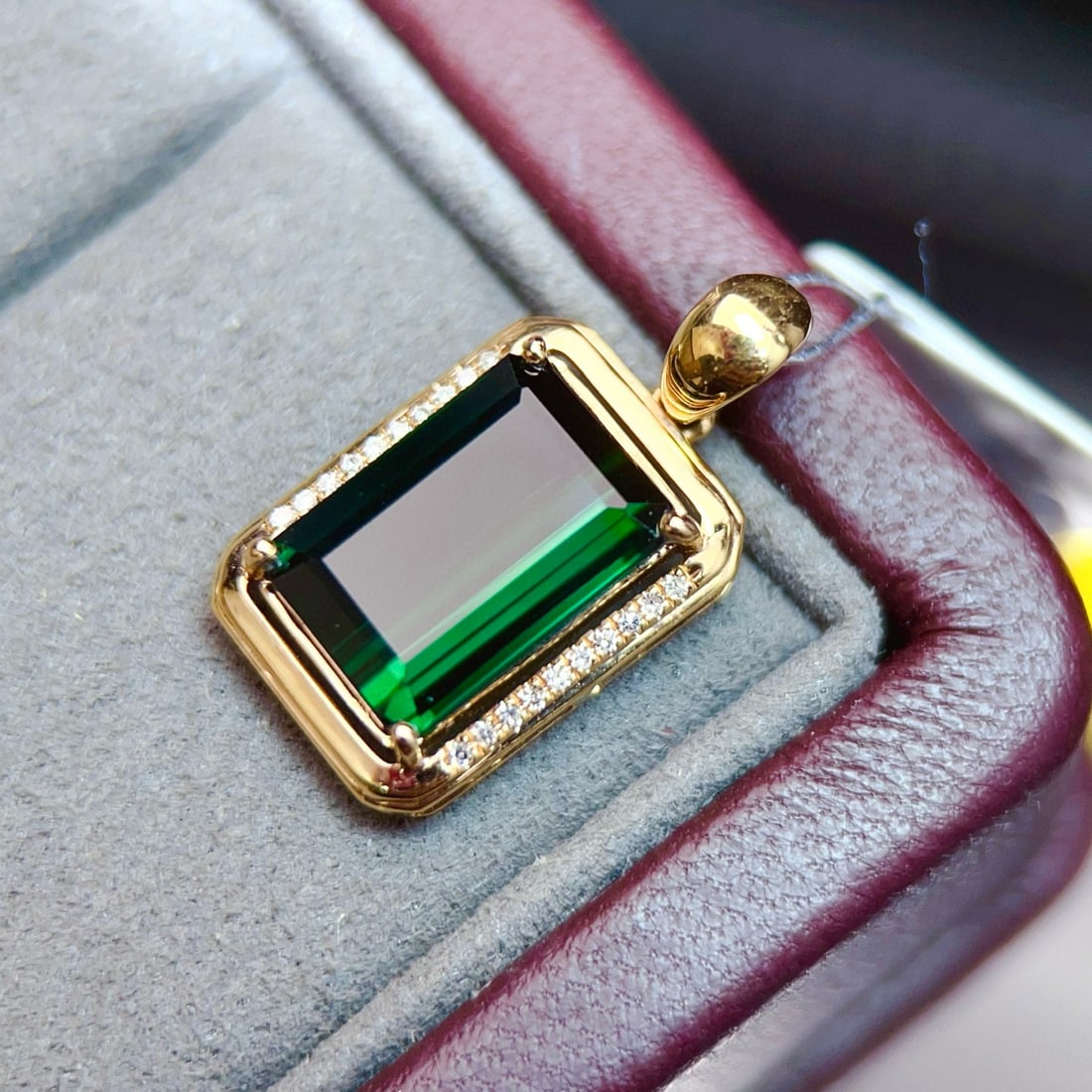 14k Gold 3.56 Ctw Natural Tourmaline & Diamond Pendant( Without Chain ) - 5