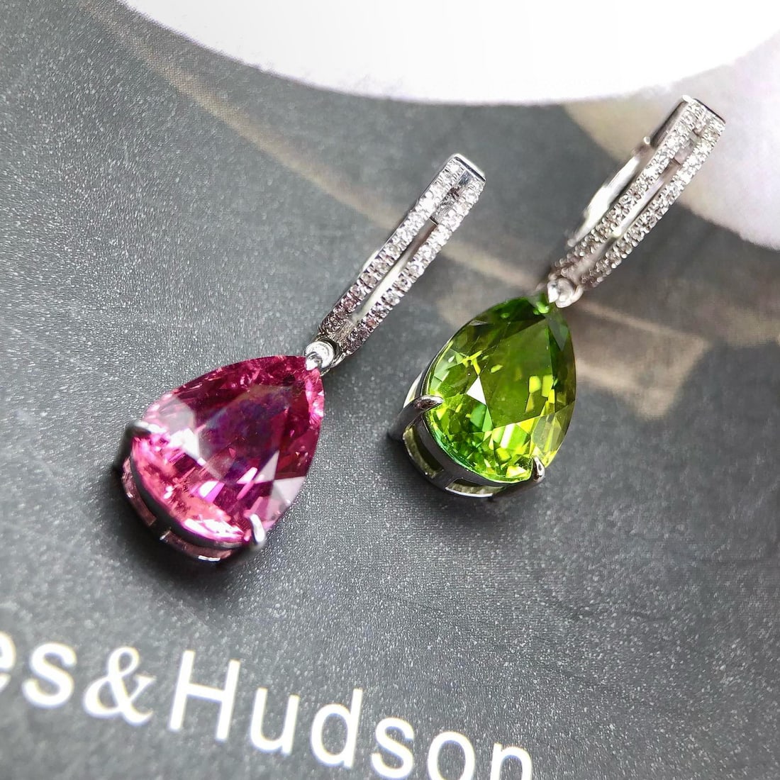 14k Gold 9.79 Ctw Natural Tourmaline & Diamond & Toi Et Moi Earrings - 3