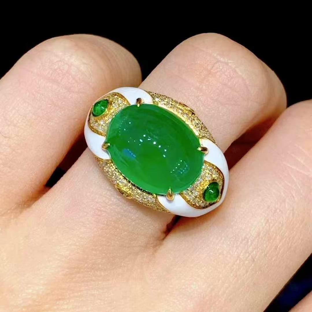 14k Gold 6.8 Ct Natural Emerald & Diamond Ring - 5