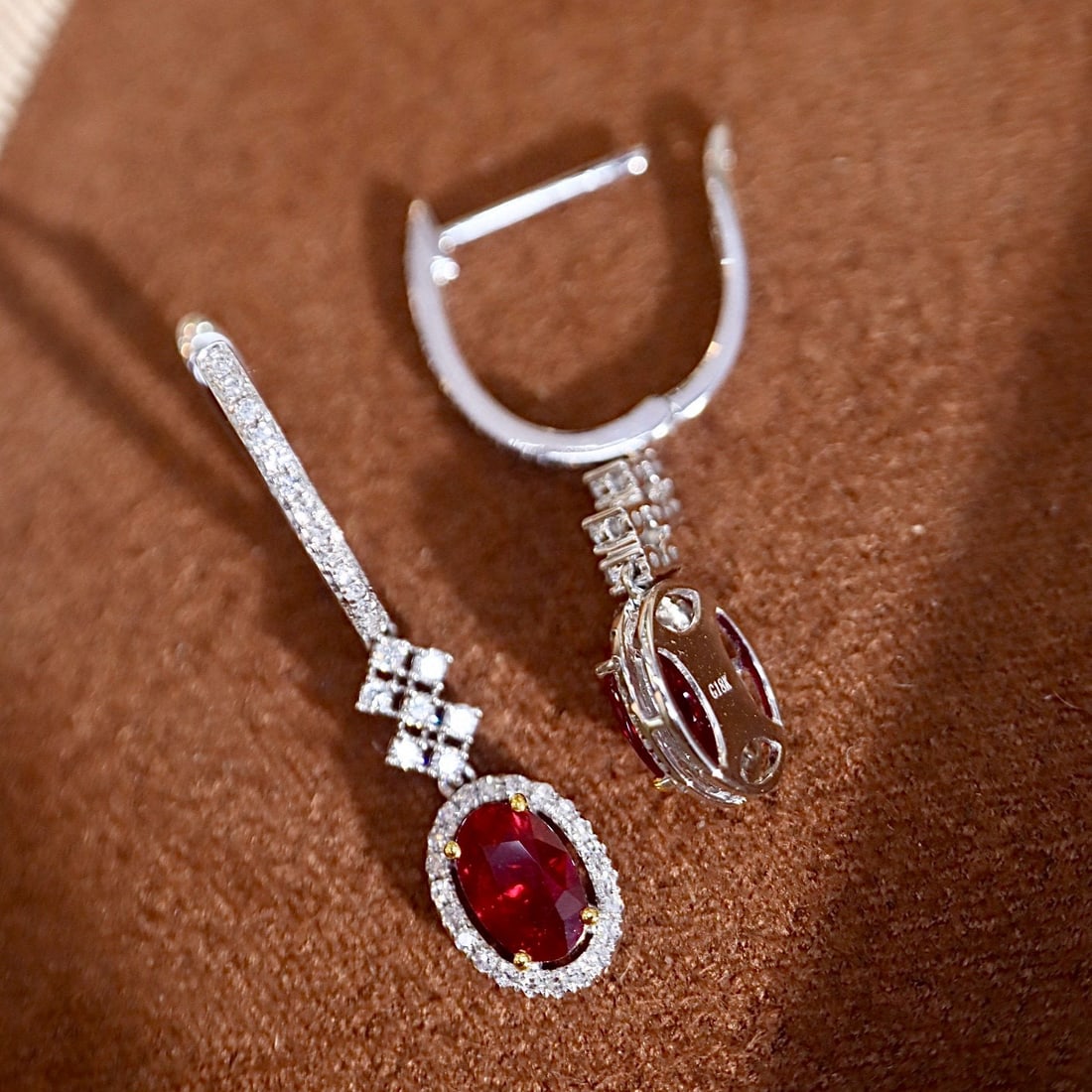 14k Gold 1.4 Ctw Vivid Red Natural Ruby & Diamond Earrings - 4
