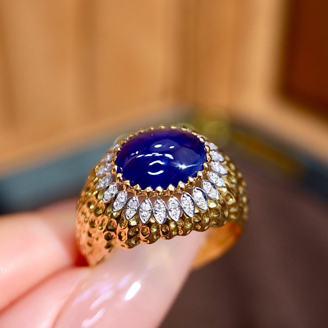 14k Gold 2.62 Ctw Natural Sapphire & Diamond Ring - 4