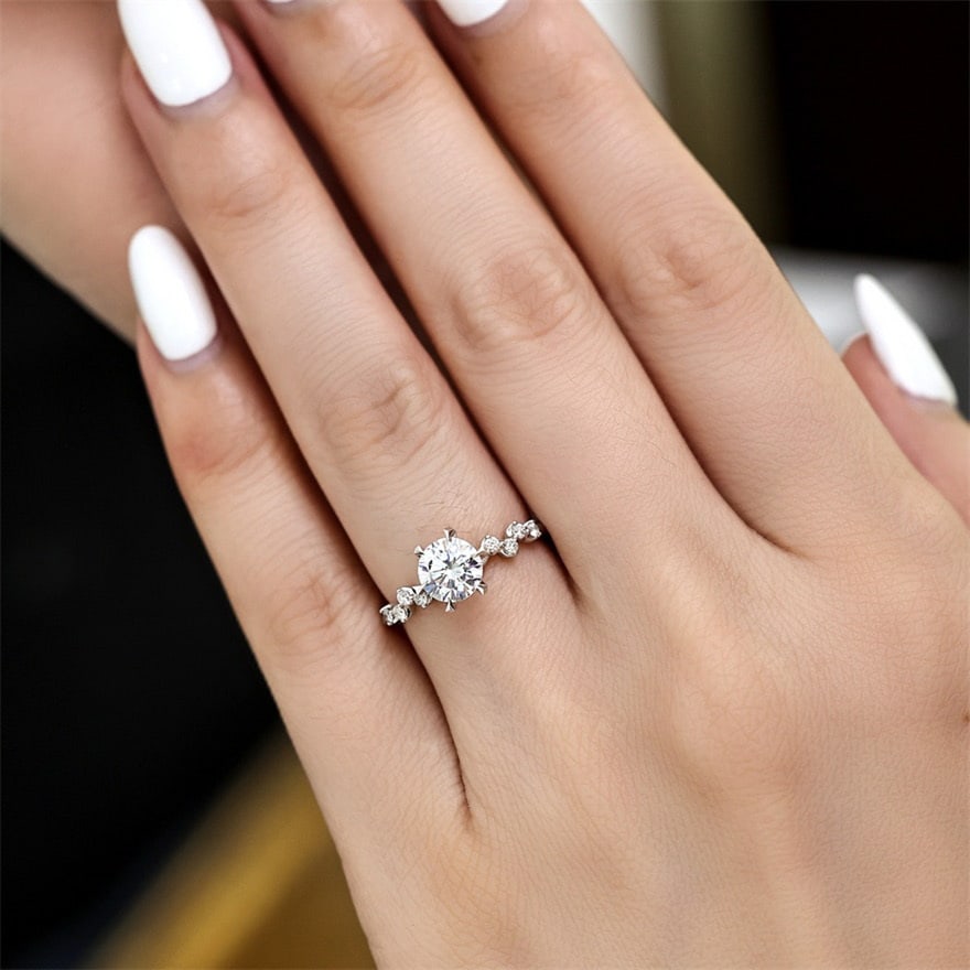 14k Gold 1.00 Ct Natural H Diamond Ring - 5