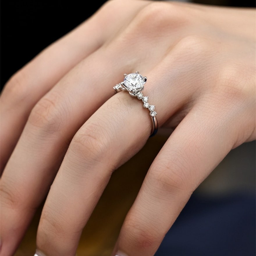 14k Gold 1.00 Ct Natural H Diamond Ring - 6