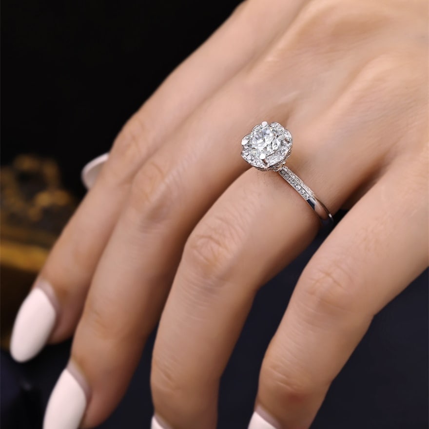 14k Gold 1.00 Ct Natural H Diamond Ring - 6