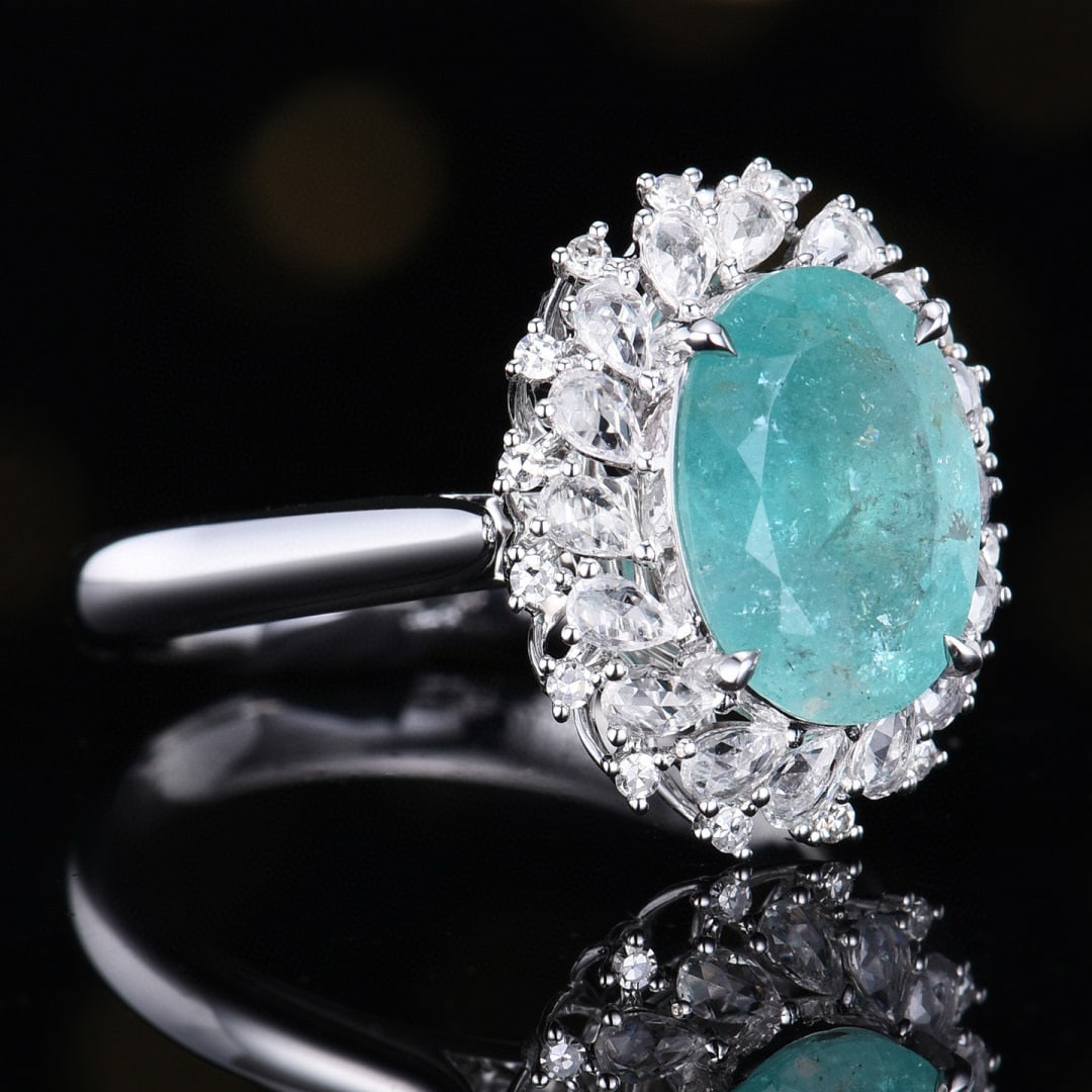 14k Gold 3.10 Ctw Natural Paraiba Tourmaline & Diamond Ring/pendant( Without Chain ) - 3