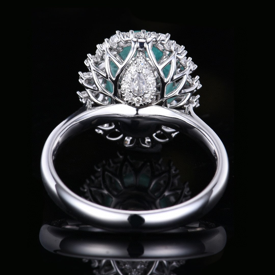 14k Gold 3.10 Ctw Natural Paraiba Tourmaline & Diamond Ring/pendant( Without Chain ) - 4