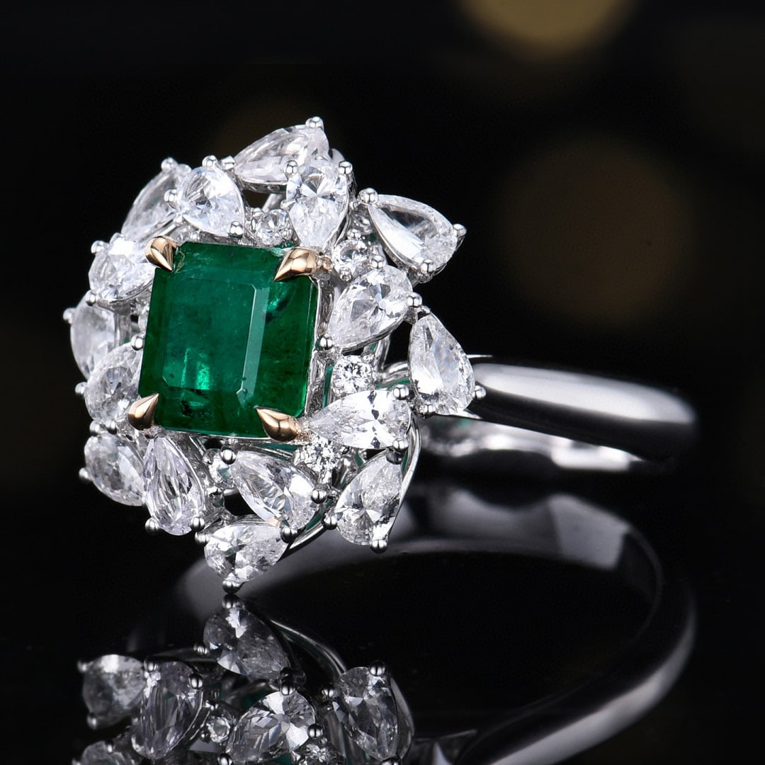 14k Gold 1.49 Ctw Vivid Green Natural Emerald & Diamond Ring/pendant( Without Chain ) - 2