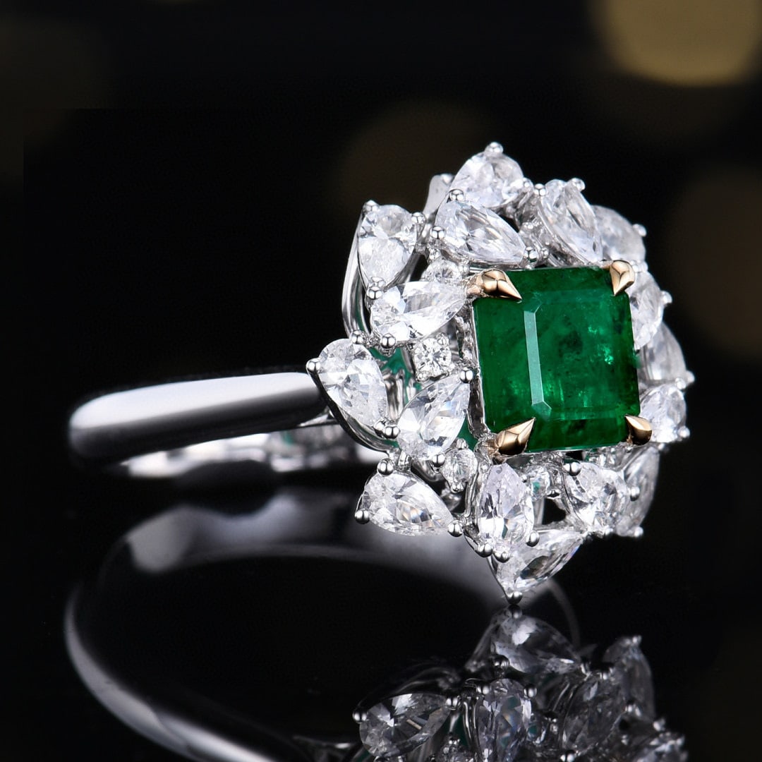 14k Gold 1.49 Ctw Vivid Green Natural Emerald & Diamond Ring/pendant( Without Chain ) - 3