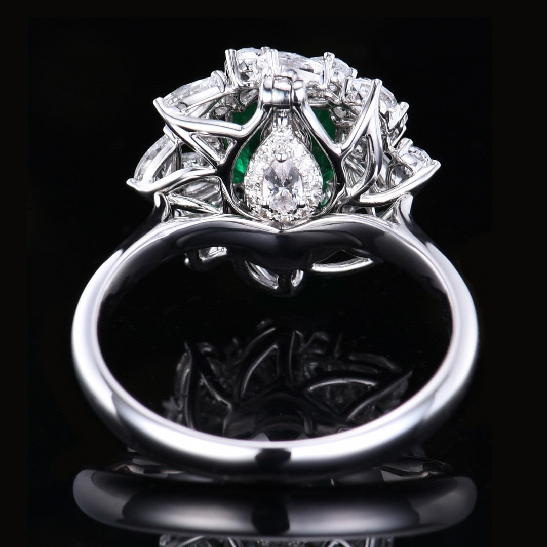 14k Gold 1.49 Ctw Vivid Green Natural Emerald & Diamond Ring/pendant( Without Chain ) - 4