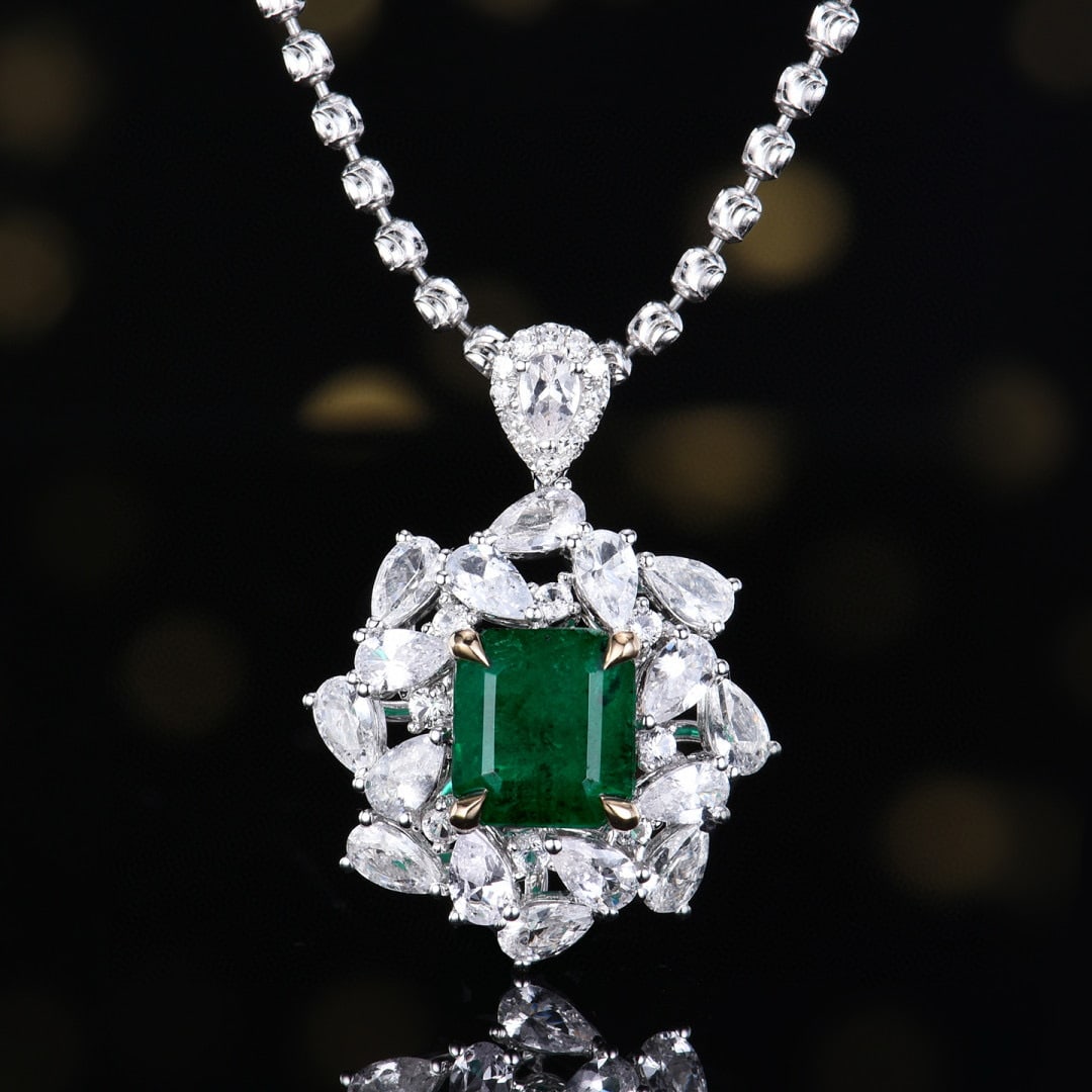 14k Gold 1.49 Ctw Vivid Green Natural Emerald & Diamond Ring/pendant( Without Chain ) - 5