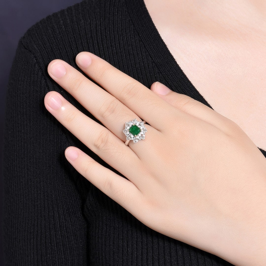 14k Gold 1.49 Ctw Vivid Green Natural Emerald & Diamond Ring/pendant( Without Chain ) - 6