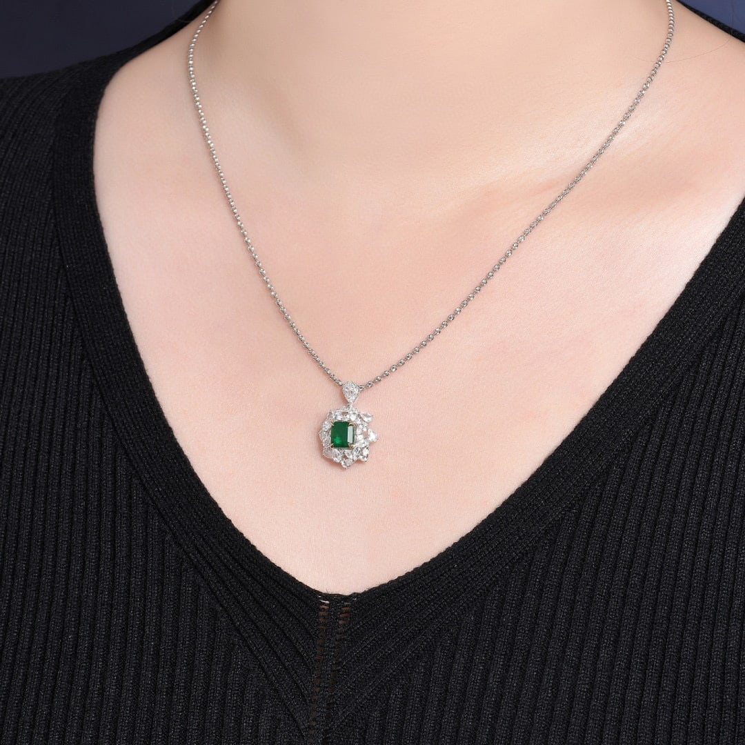14k Gold 1.49 Ctw Vivid Green Natural Emerald & Diamond Ring/pendant( Without Chain ) - 8