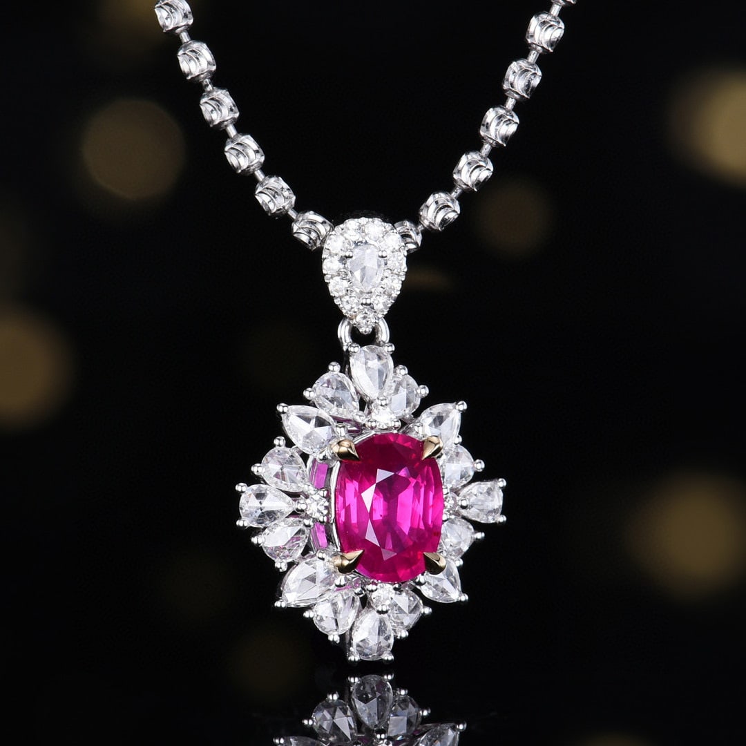 14k Gold 1.43 Ctw Natural Ruby & Diamond Pendant( Without Chain ) - 3