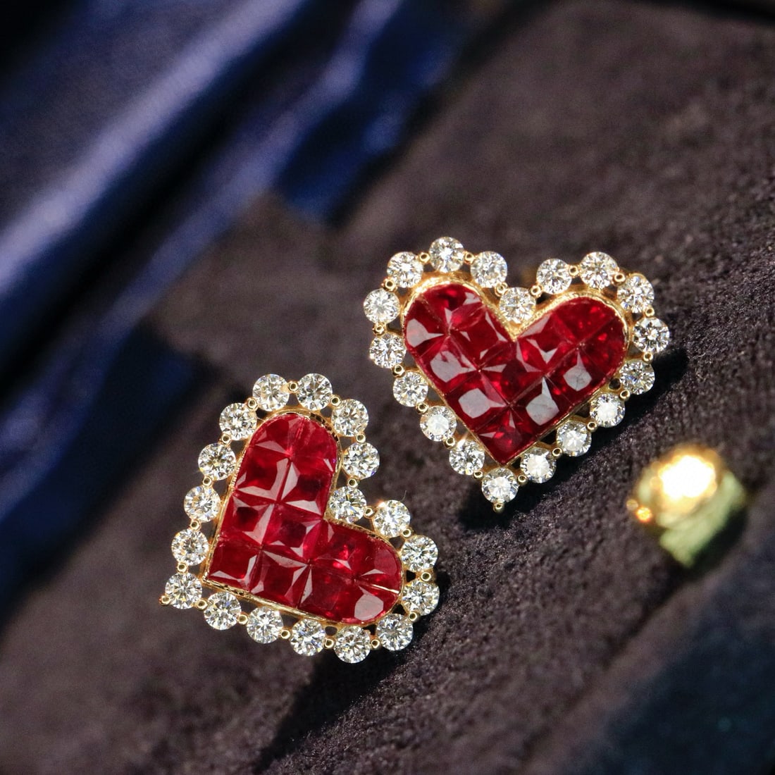 14k Gold 1.76 Ctw Natural Ruby & Diamond Earrings - 2