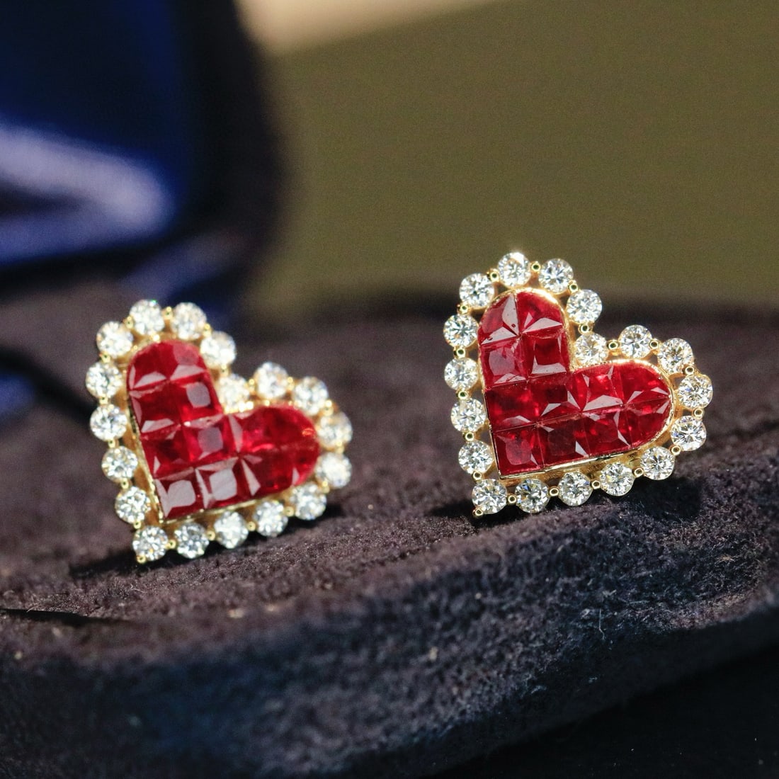 14k Gold 1.76 Ctw Natural Ruby & Diamond Earrings - 7