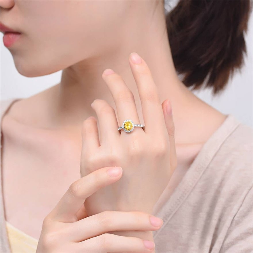 Gia Certified 14k Gold 1 Ct Natural Yellow Diamond & Diamond Ring - 5