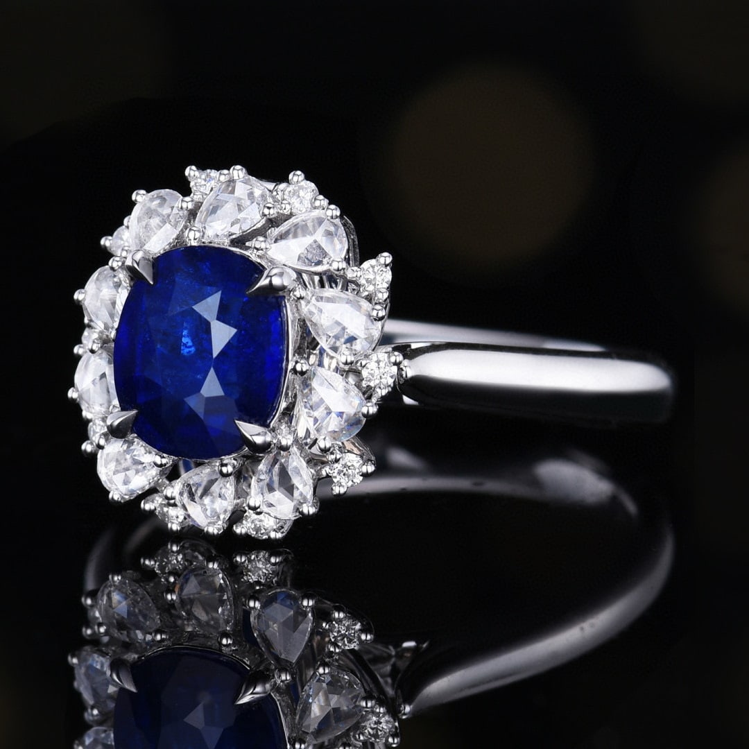 14k Gold 2.05 Ctw Natural Sapphire & Diamond Ring/pendant( Without Chain ) - 2