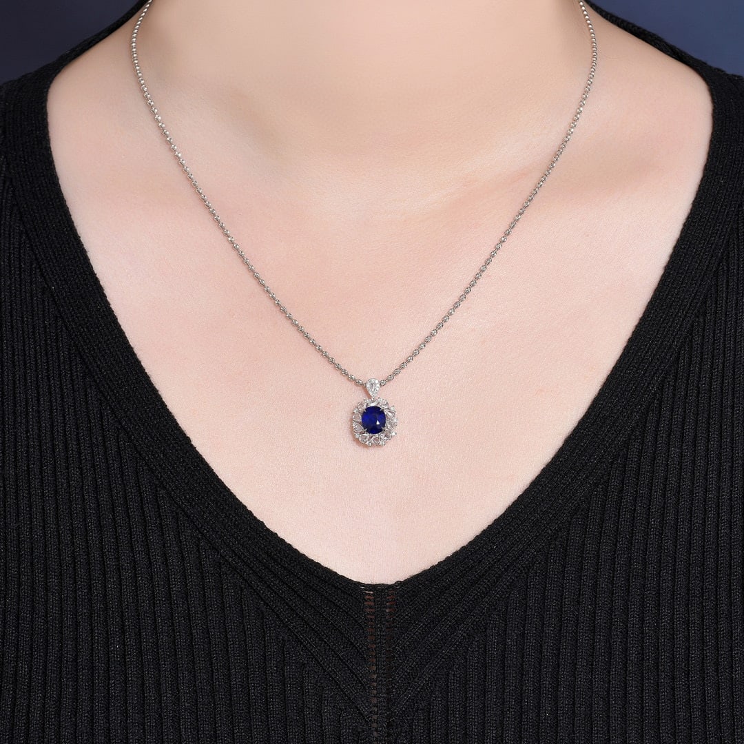 14k Gold 2.05 Ctw Natural Sapphire & Diamond Ring/pendant( Without Chain ) - 7