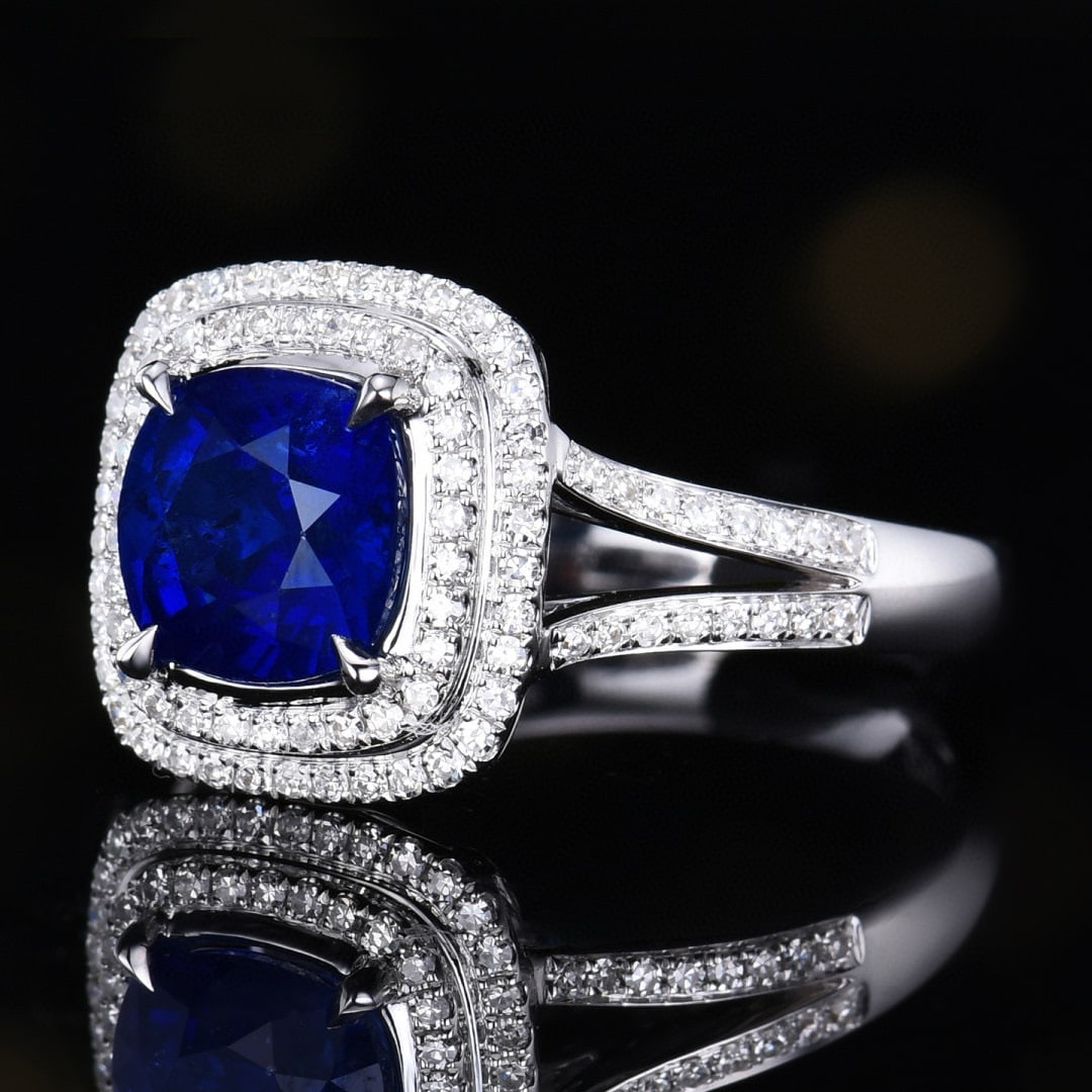 14k Gold 2.33 Ctw Natural Sapphire & Diamond Ring - 2