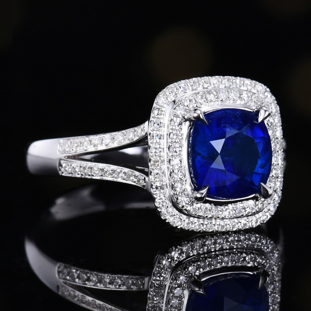 14k Gold 2.33 Ctw Natural Sapphire & Diamond Ring - 3