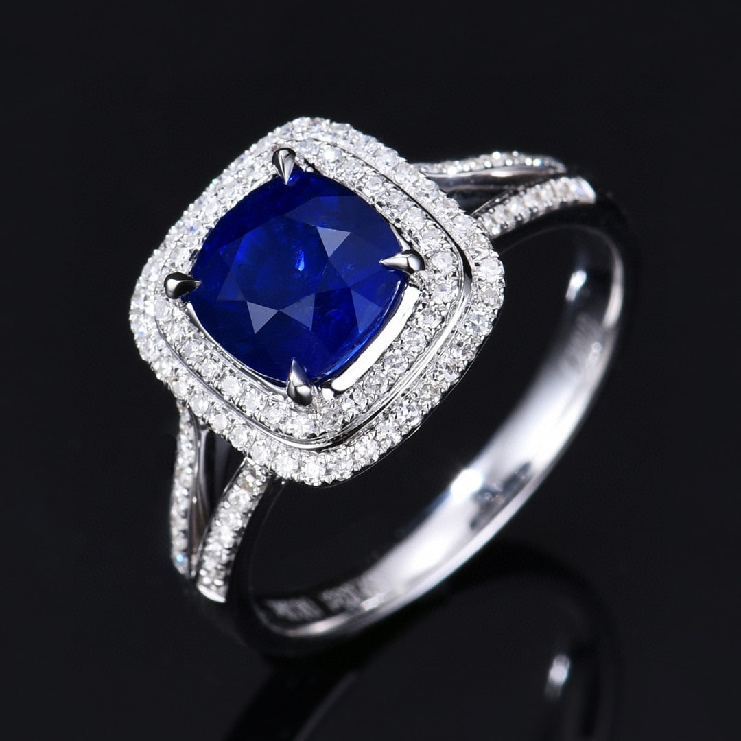 14k Gold 2.33 Ctw Natural Sapphire & Diamond Ring - 5