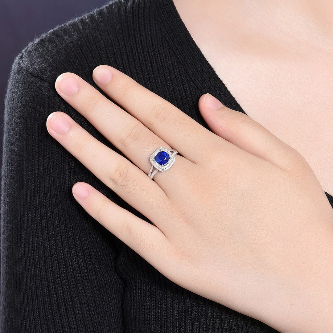 14k Gold 2.33 Ctw Natural Sapphire & Diamond Ring - 6