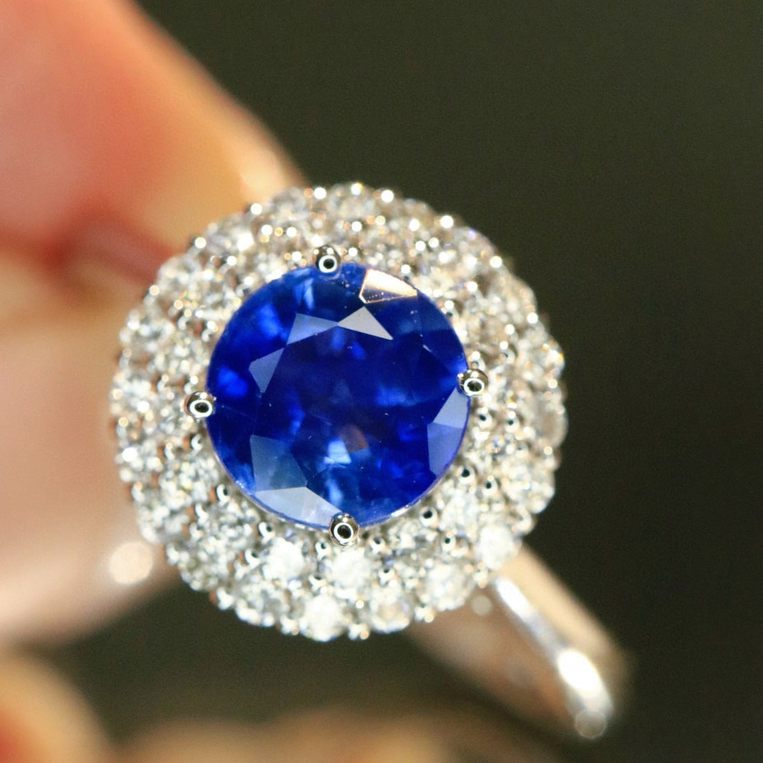 14k Gold 2.16 Ctw Vivid Blue Natural Sapphire & Diamond Ring/pendant( Without Chain ) - 3