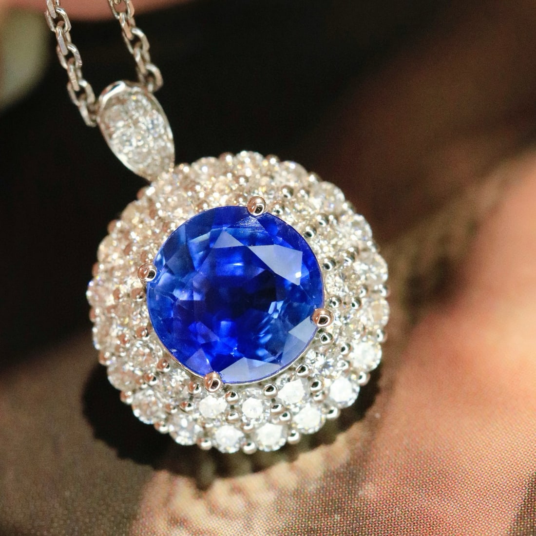 14k Gold 2.16 Ctw Vivid Blue Natural Sapphire & Diamond Ring/pendant( Without Chain ) - 4
