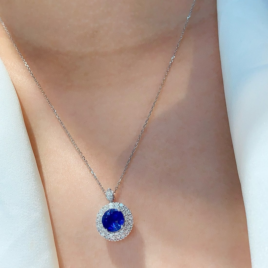 14k Gold 2.16 Ctw Vivid Blue Natural Sapphire & Diamond Ring/pendant( Without Chain ) - 7