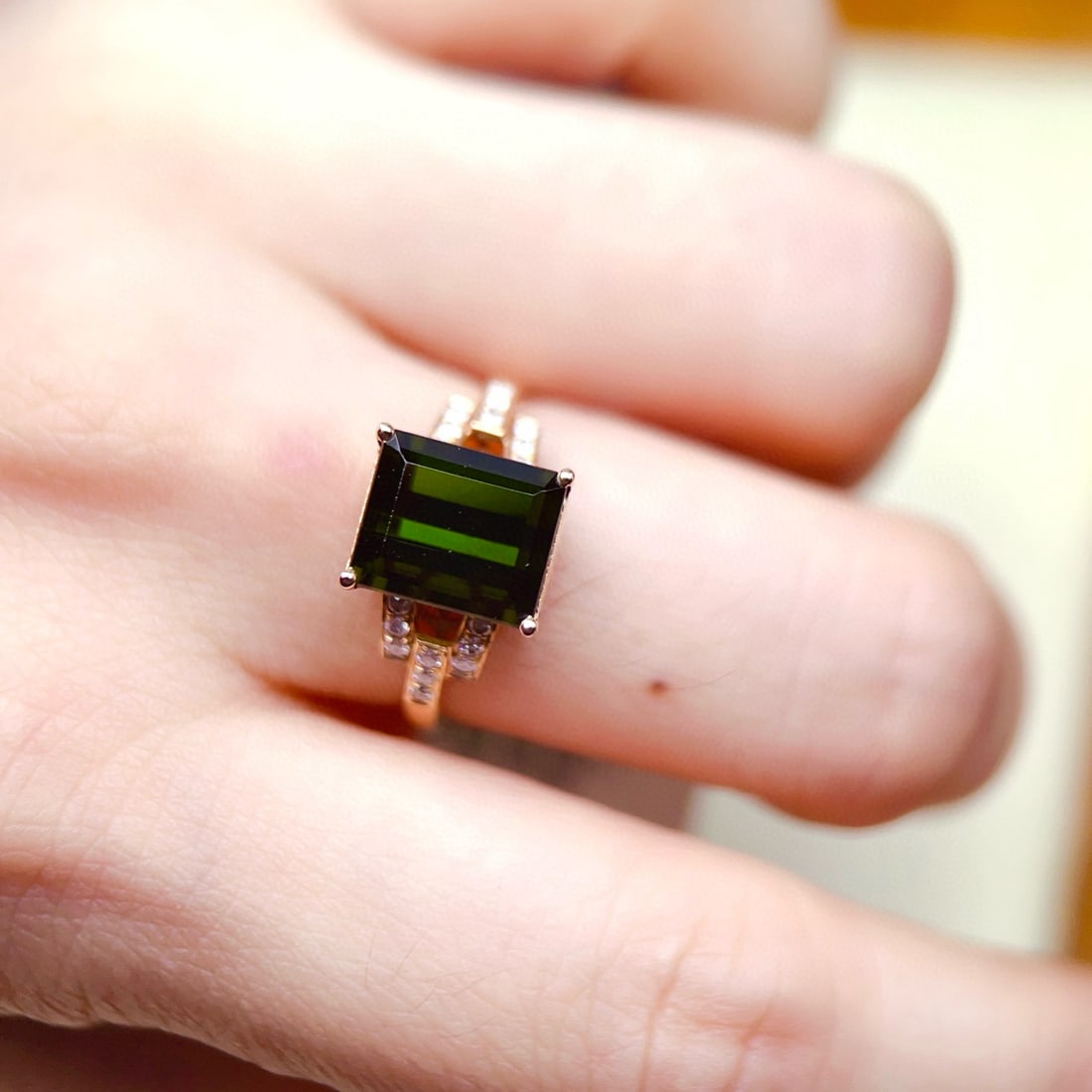 14k Gold 3.87 Ctw Natural Tourmaline & Diamond Ring - 2