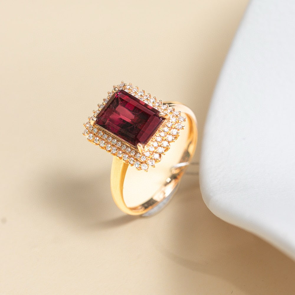 14k Gold 3.39 Ctw Natural Tourmaline & Diamond Ring - 4