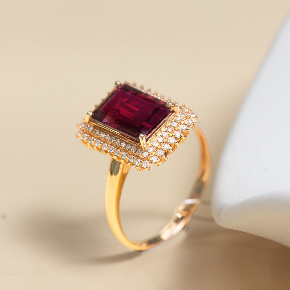 14k Gold 3.39 Ctw Natural Tourmaline & Diamond Ring - 5