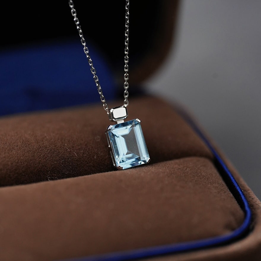 14k Gold 1.5 Ct Natural Aquamarine Necklace - 5