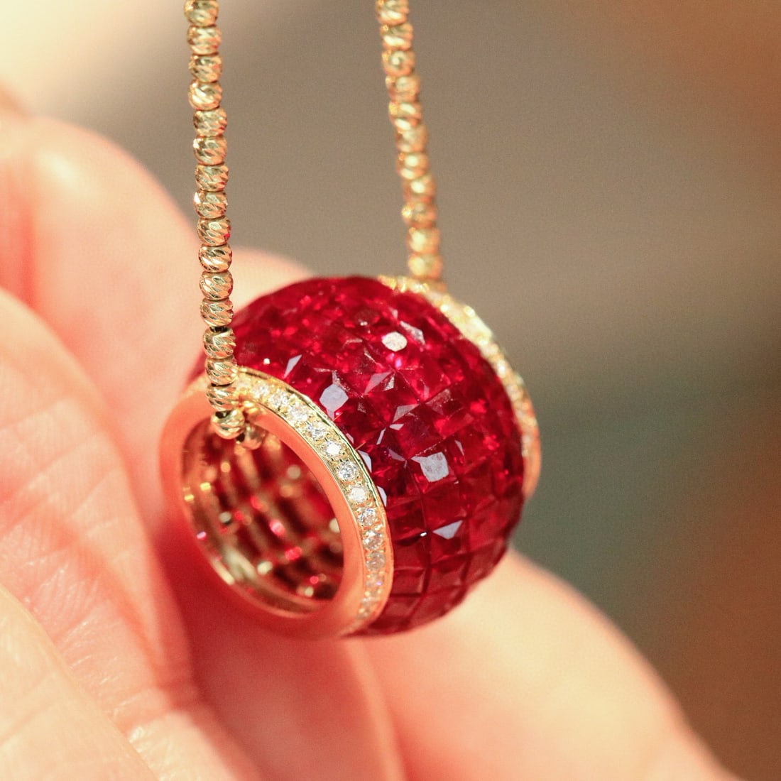 14k Gold 5.76 Ctw Natural Ruby & Diamond Pendant( Without Chain ) - 2