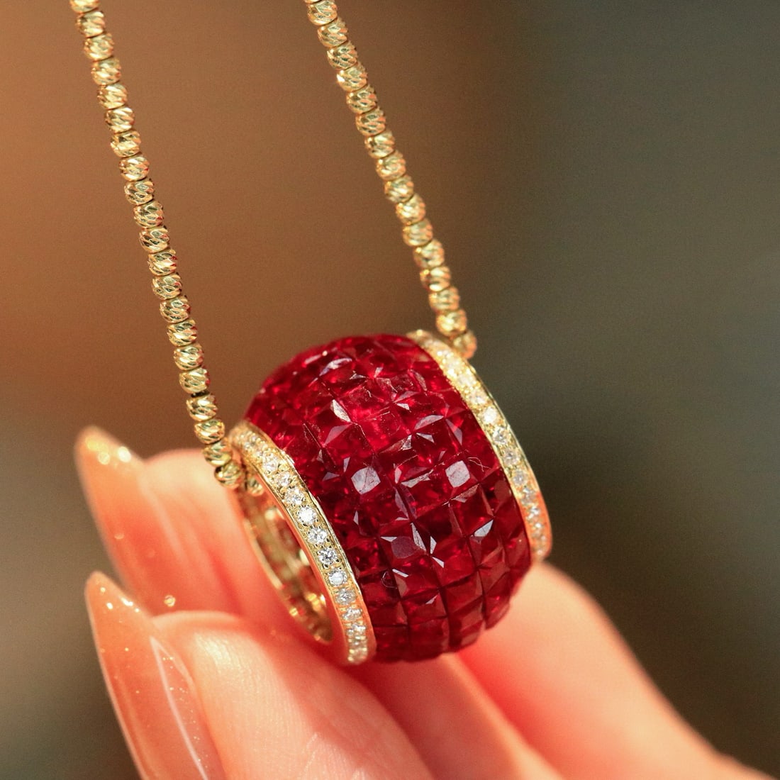 14k Gold 5.76 Ctw Natural Ruby & Diamond Pendant( Without Chain ) - 3
