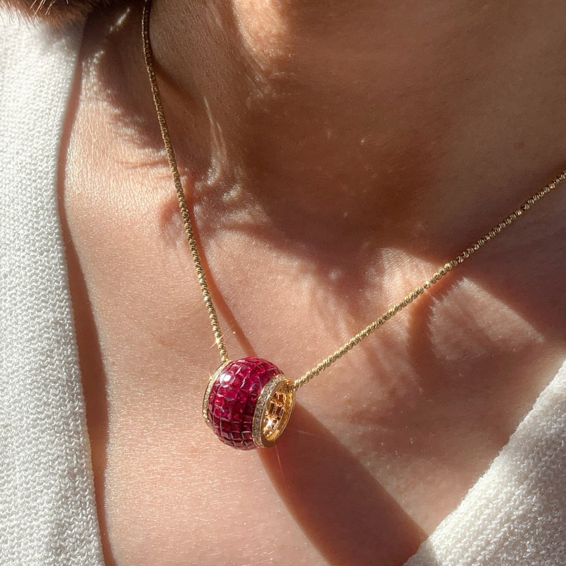 14k Gold 5.76 Ctw Natural Ruby & Diamond Pendant( Without Chain ) - 7