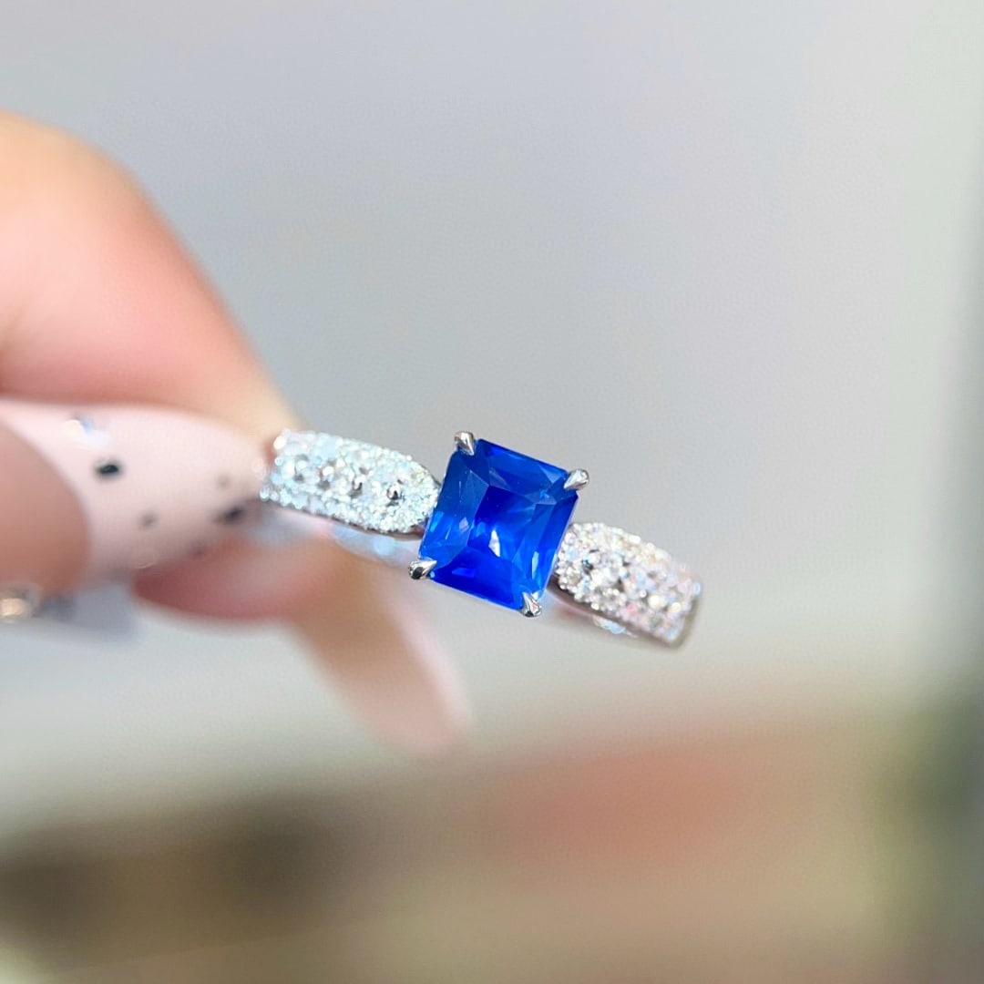 14k Gold 1.51 Ctw Natural Sapphire & Diamond Ring - 4