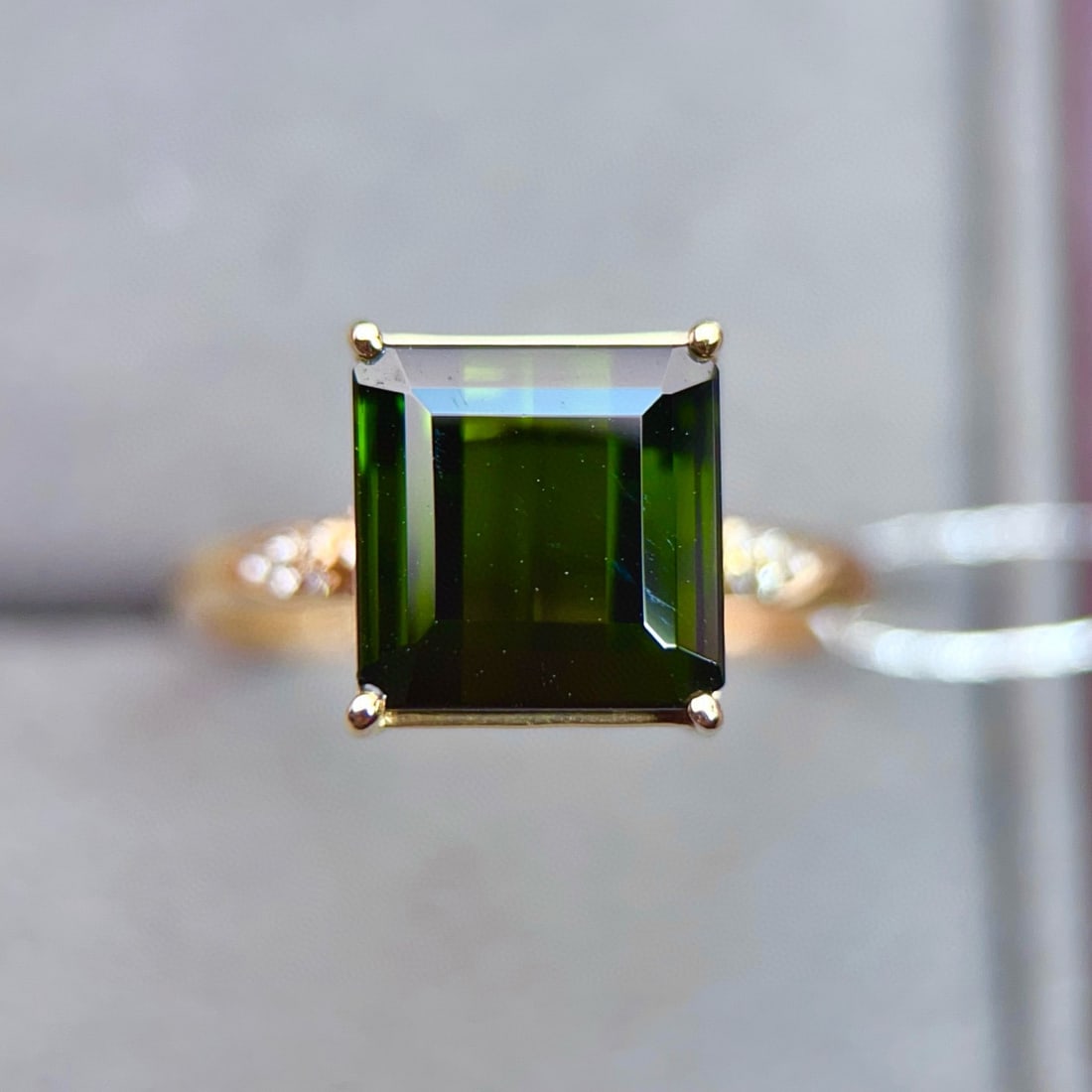 14k Gold 5.00 Ctw Natural Tourmaline & Diamond Ring - 2