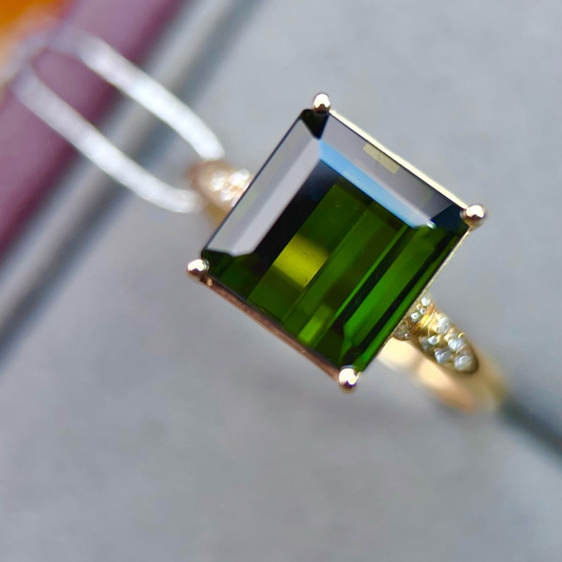14k Gold 5.00 Ctw Natural Tourmaline & Diamond Ring - 4