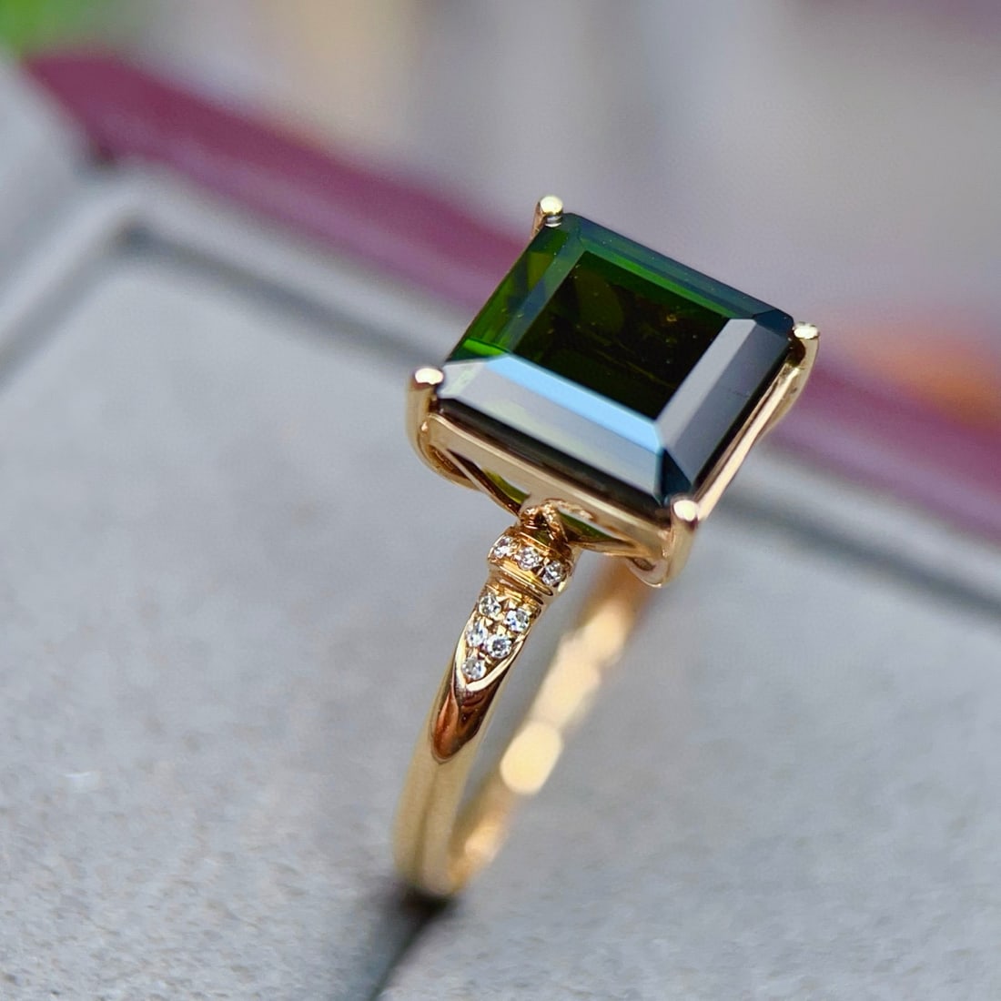 14k Gold 5.00 Ctw Natural Tourmaline & Diamond Ring - 5