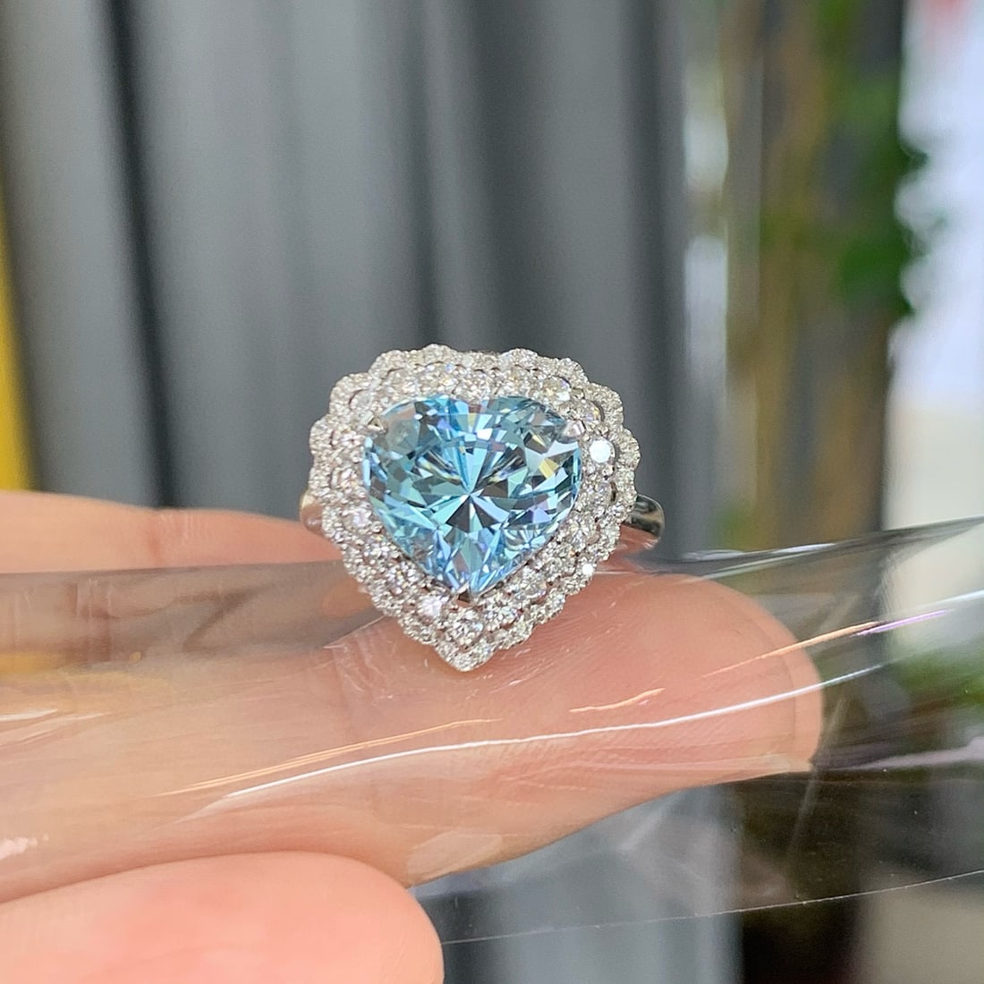 14k Gold 4.82 Ctw Natural Aquamarine & Diamond Ring/pendant( Without Chain ) - 2