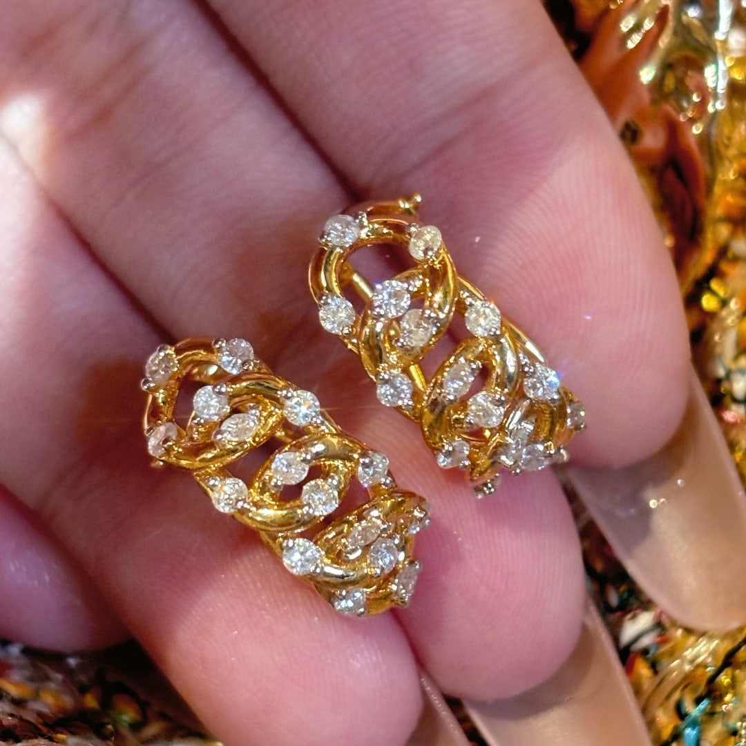 14k Gold 0.8 Ct Natural H Diamond Earrings: Ref:231066079 // gold content:14k gold // main gemstone:diamond // shape:round // carat weight:0. 8ct // clarity grade:vs-si // color:h // treatment:natural // cut grade:g // Condition: New Low