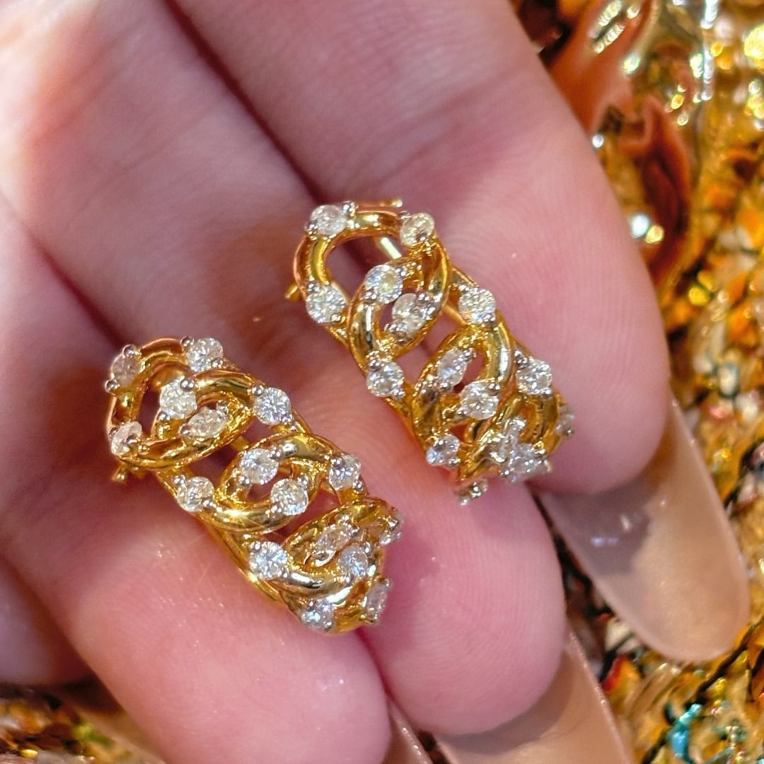 14k Gold 0.8 Ct Natural H Diamond Earrings - 2