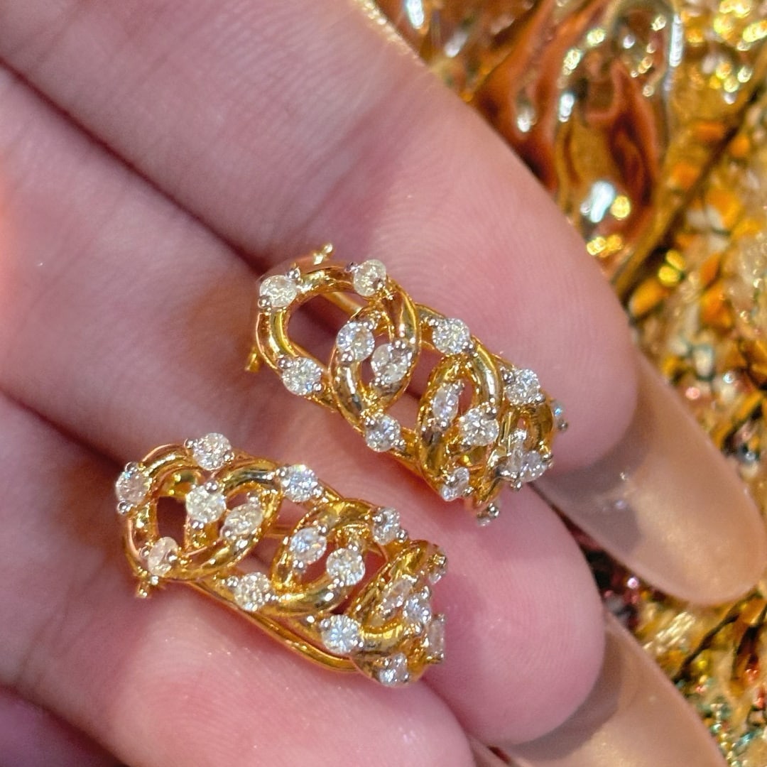 14k Gold 0.8 Ct Natural H Diamond Earrings - 3