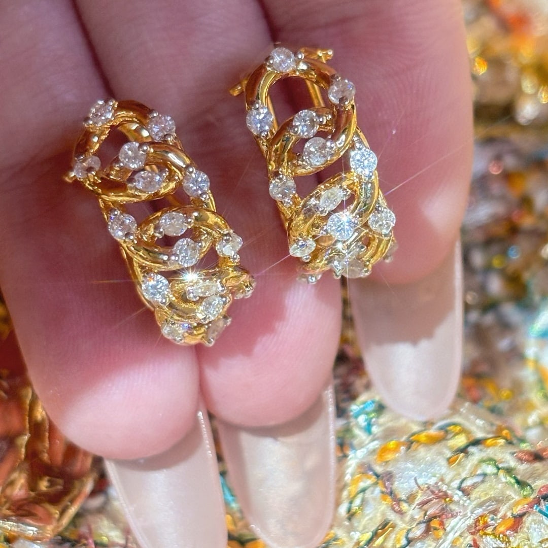 14k Gold 0.8 Ct Natural H Diamond Earrings - 4