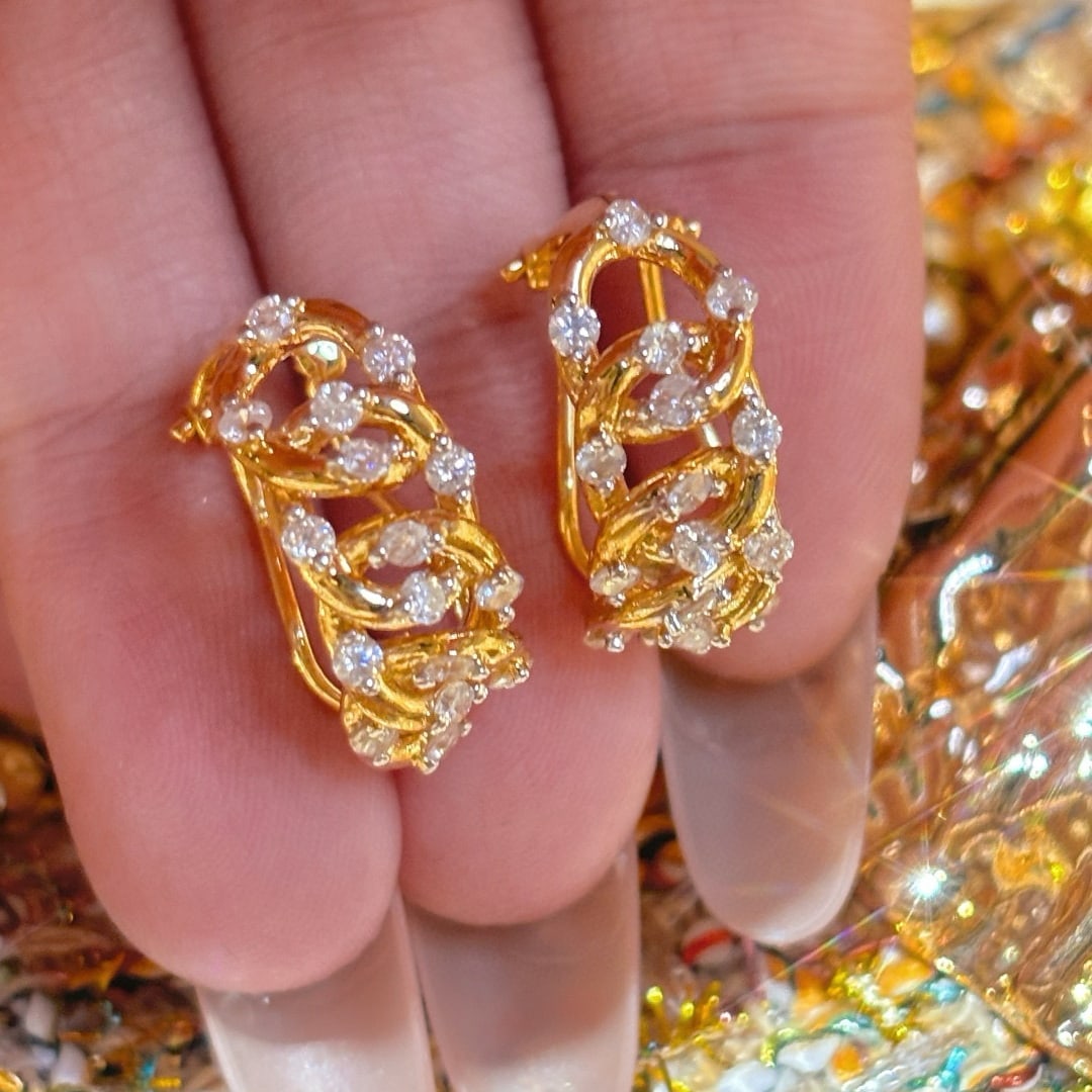 14k Gold 0.8 Ct Natural H Diamond Earrings - 5