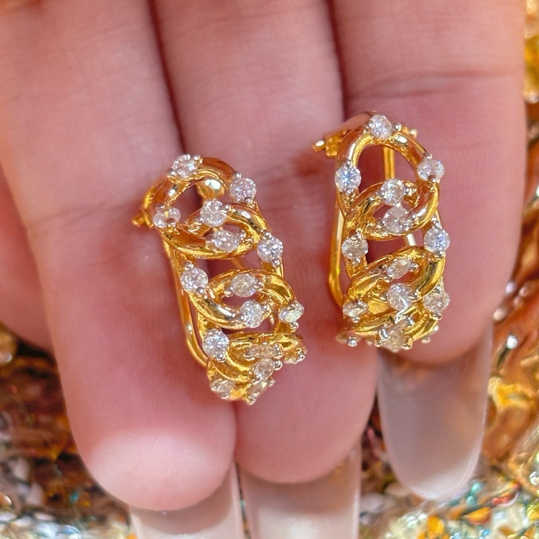 14k Gold 0.8 Ct Natural H Diamond Earrings - 6